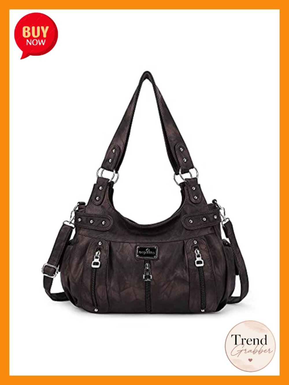 Washed Faux Leather Hobo Satchel Crossbody Shoulder Bag Tote Purse